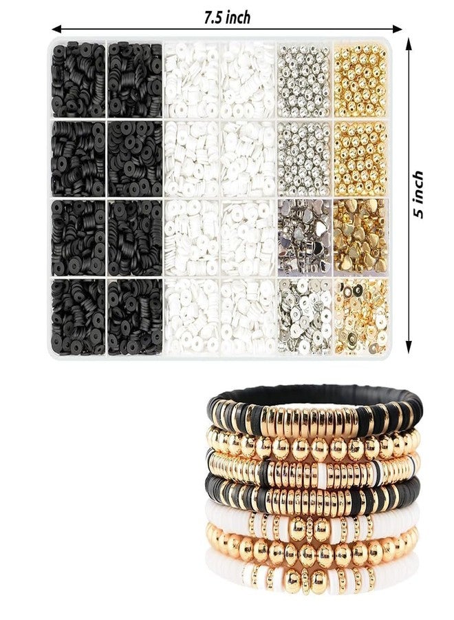 BACHUDO Jewelry Bracelet Making Clay Kit for Grils | Preppy Polymer Clay Beads with Charms Kit for Friendship Jewelry Making | DIY Arts and Crafts Birthday Gifts Toys for Kids Age 6-13,BLACK AND WHITE - Image 2